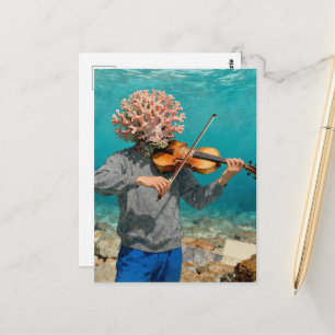 Cartão Postal Pessoa Boba do Oceano de Coral Fazendo Música