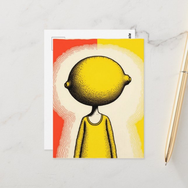 Cartão Postal Pessoa com um Limão para Cabeça (Frente/Verso In Situ)