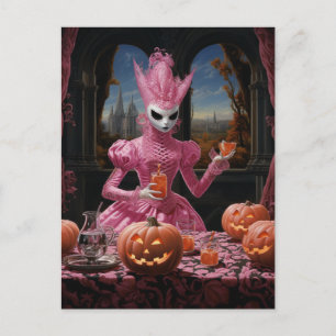 Cartão Postal Pessoa de Halloween Rosa Estranha