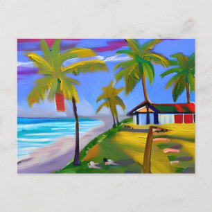 Cartão Postal Pessoa e Cachorro a Apostar por Praia Férias