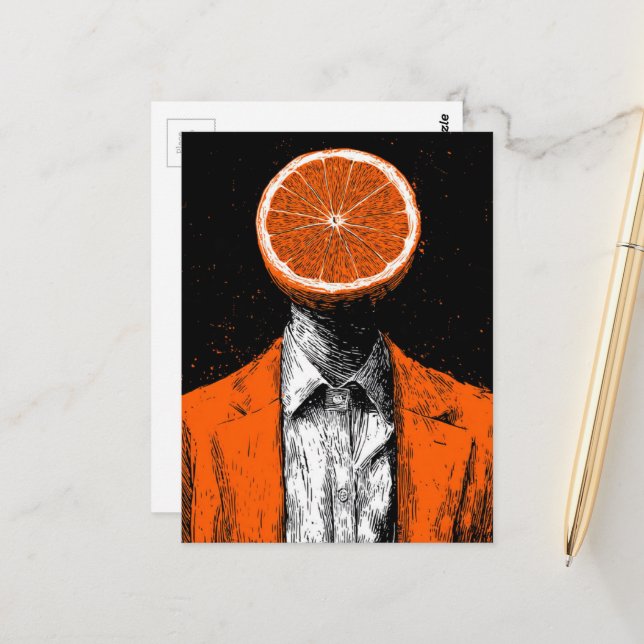 Cartão Postal Pessoa Laranja Surrealista (Frente/Verso In Situ)