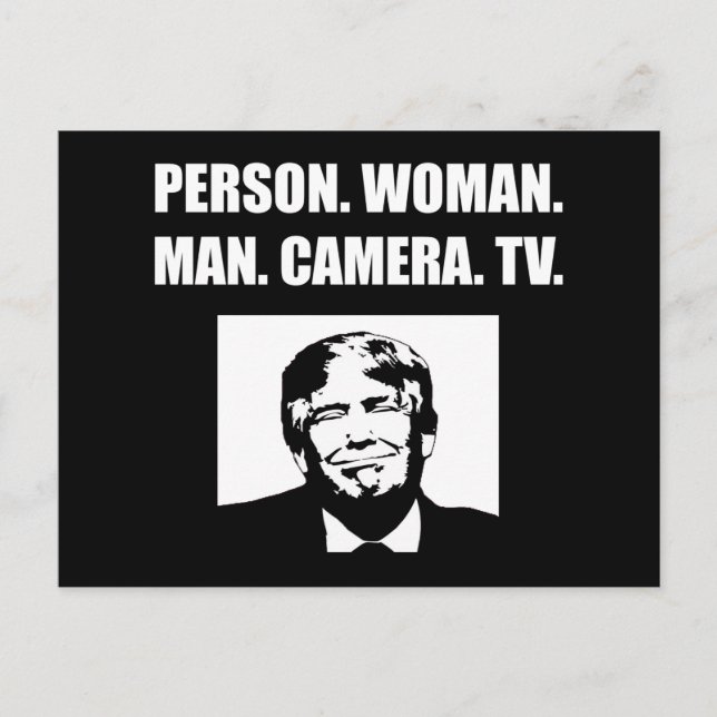 Cartão Postal Pessoa. Mulher. Cara. Câmera. TV. Anti-Trump (Frente)