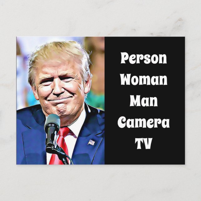 Cartão Postal Pessoa, Mulher, Homem, Câmera, TV, Anti-Trump engr (Frente)