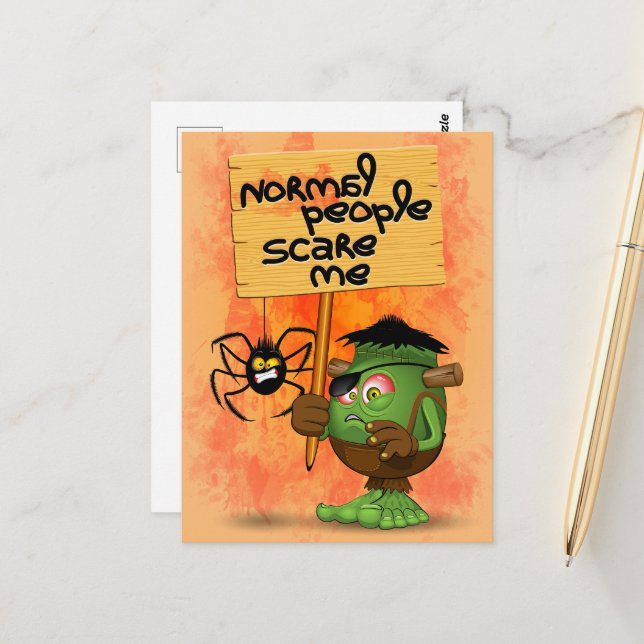 Cartão Postal 'Pessoas normais me assustam' Humorista Frankenste (Frente/Verso In Situ)