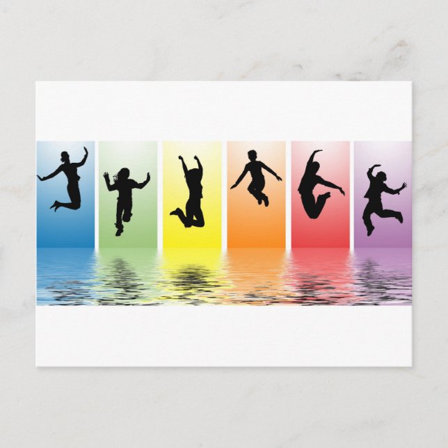 Cartão Postal pessoas pulando na água (Frente)
