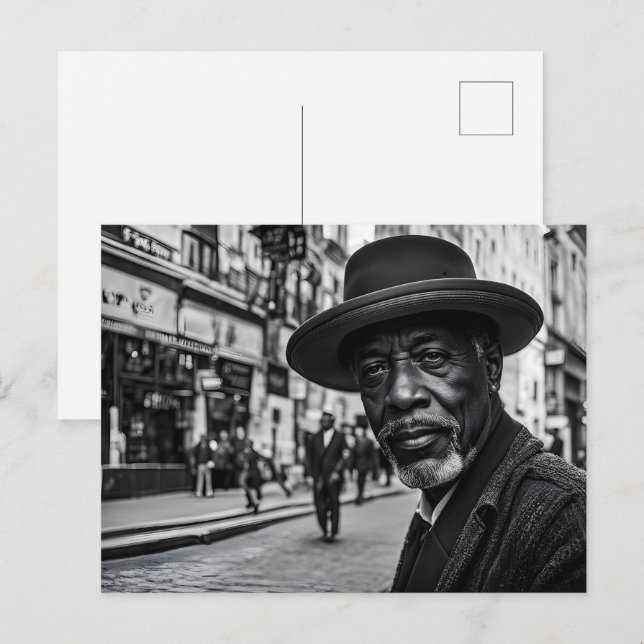 Cartão Postal Pessoas retrô na rua (Frente/Verso)