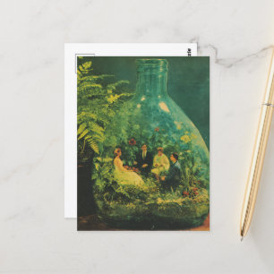 Cartão Postal Pessoas surreais fazendo uma festa em uma garrafa