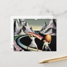 Pessoas Surrealistas no Café da Manhã nas Montanha
