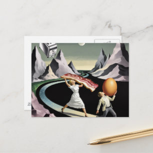 Cartão Postal Pessoas Surrealistas no Café da Manhã nas Montanha