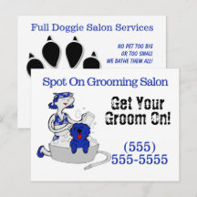 Pet Groomer Ligue seu noivo com cartão-postal azul