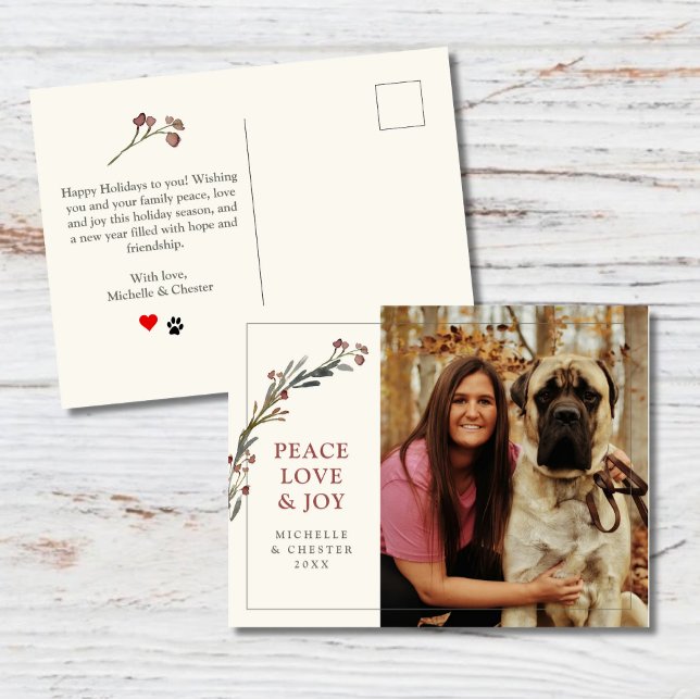 Cartão Postal Pet Photo and Joy Red Greenery (Criador carregado)