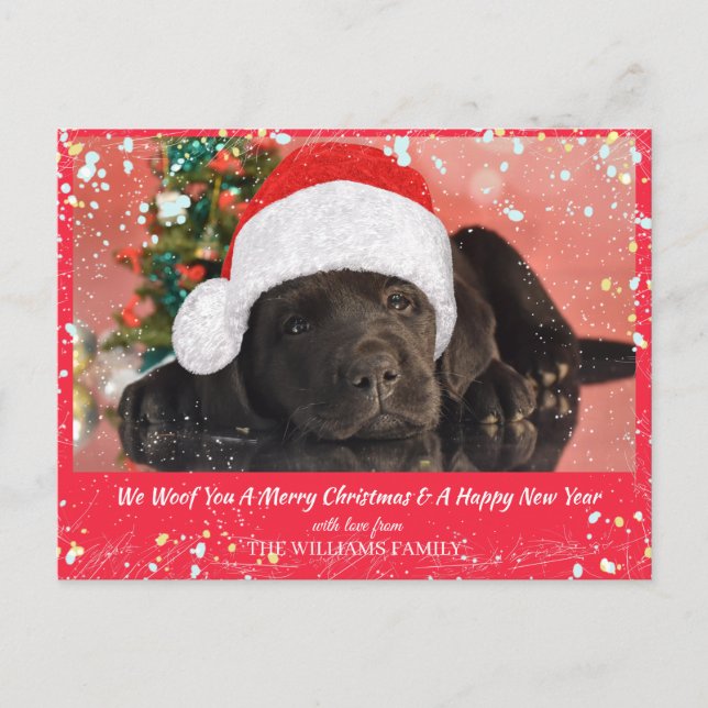 Cartão Postal Pet Photo Personalized Dog Lover Feliz Natal (Frente)