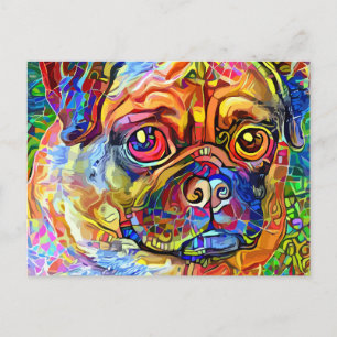 Cartão Postal Pet Retrato Impressionista de Cachorro Grumpy