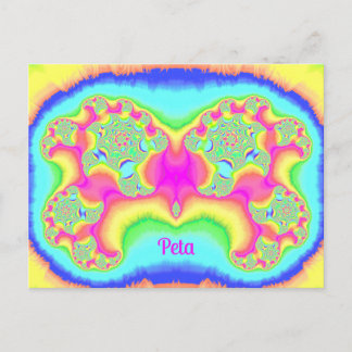 Cartão Postal PETA ~ BOLD ~ FLUOR ROSA ~ Design Fractal 3D ~