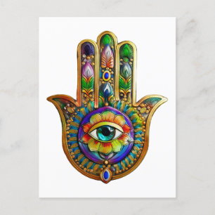 Cartão Postal Pétalas de Flor Coloridas Terceiro Olho Turquesa H