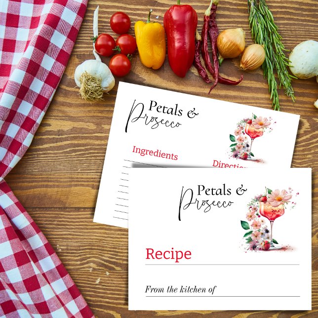 Cartão Postal Petals Prosecco Floral Chá de panela Brunch Receit (Criador carregado)