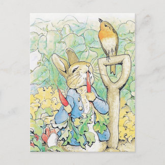 Cartão Postal "Peter Rabbit come a carrot", por Beatrix Potter