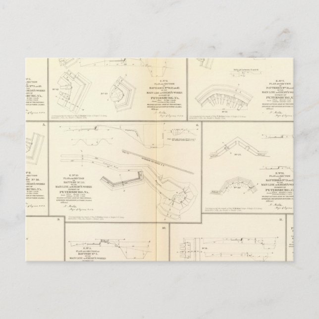 Cartão Postal Petersburgo, baterias Va, cerco (Frente)