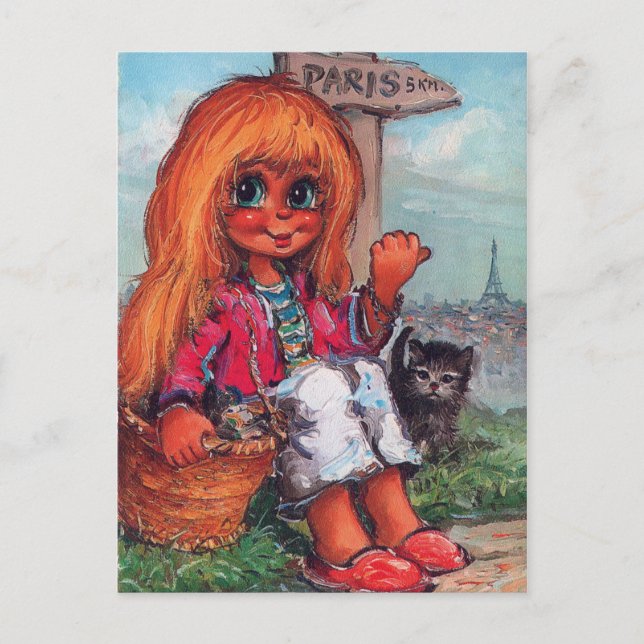 Cartão Postal Petit Poulbot et chaton (Frente)