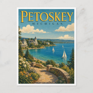 Cartão Postal Petoskey Michigan Little Traverse Bay GeoSaga