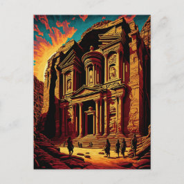Cartão Postal Petra Jordan Maravilhas da Pop de Arte Mundial