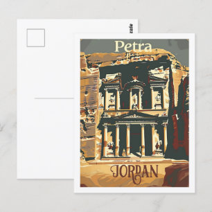 Cartão Postal Petra Jordan Vintage Familiar Viagem