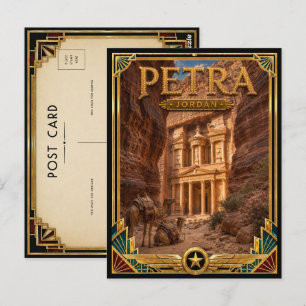 Cartão Postal Petra Jordânia Arte Deco Fachada do Tesouro Vintag
