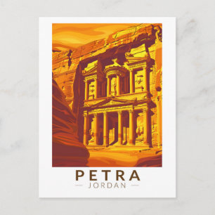 Cartão Postal Petra Jordânia Pôr do Sol Viagem Arte Vintage