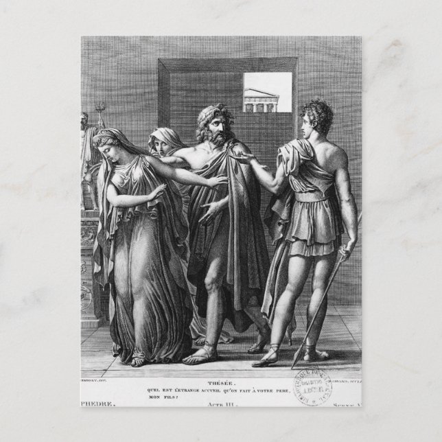 Cartão Postal Phaedra, Theseus e Hippolytus (Frente)