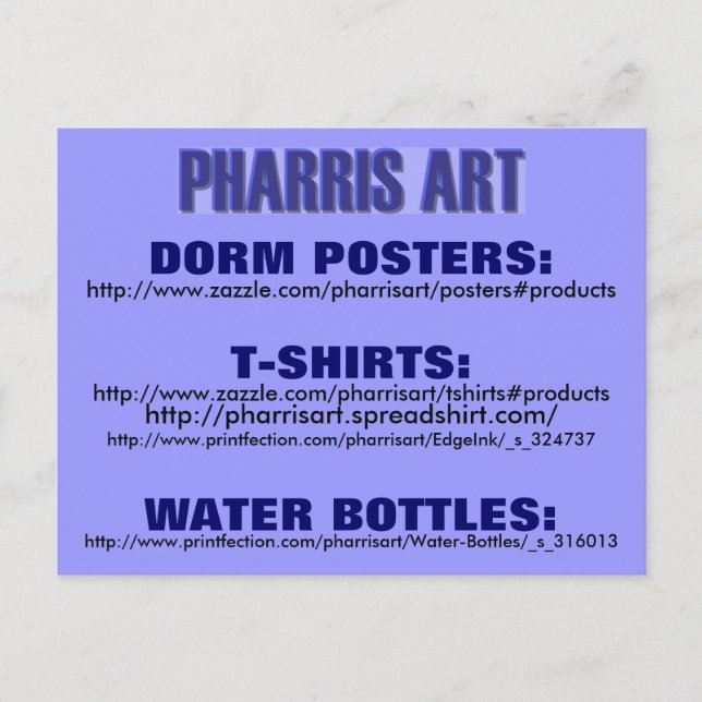 Cartão Postal Pharris Art Comprar2 (Frente)