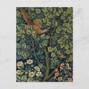 Cartão Postal Pheasant Pássaro Árvore Floresta William Morris