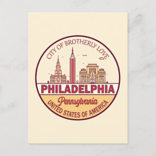 Cartão Postal Philadelphia Pennsylvania City Skyline Emblem