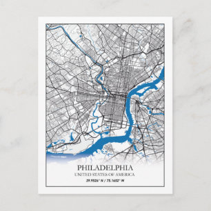 Cartão Postal Philadelphia Pennsylvania EUA - Mapa da Cidade do