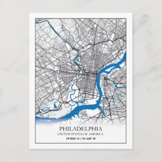 Cartão Postal Philadelphia Pennsylvania EUA - Mapa da Cidade do