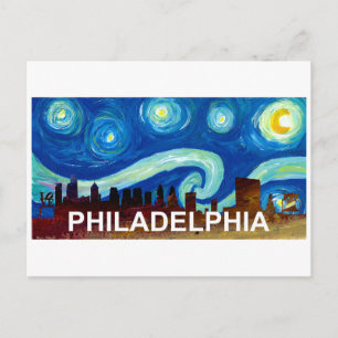 Cartão Postal Philadelphia Skyline Starry Night Van Gogh Insp.