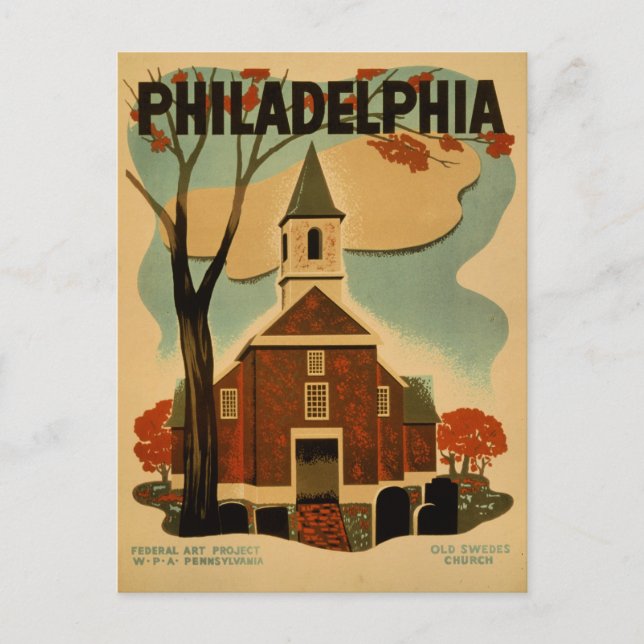 Cartão Postal Philadelphia vintage poster (Frente)