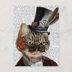 Cartão Postal Phileas Feline Steampunk Cat & Top Hat 2