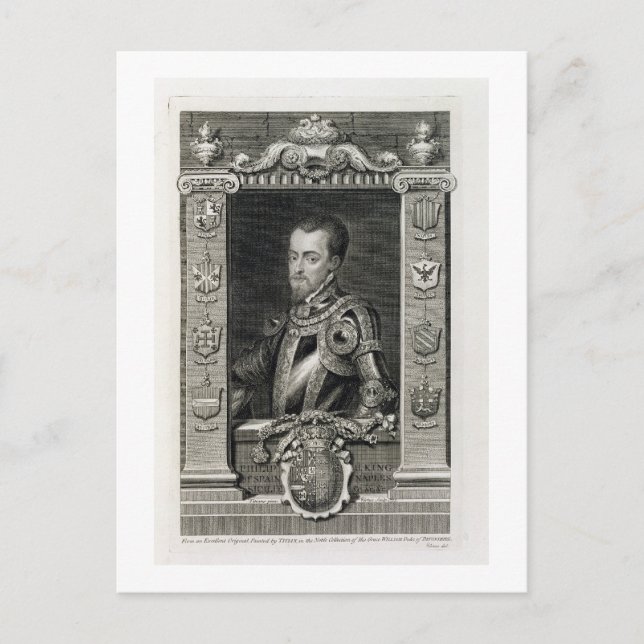 Cartão Postal Philip II (1527-98) Rei da Espanha de 1556, grava (Frente)