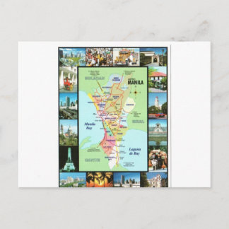 CARTÃO POSTAL PHILIPINES MANILA MAP