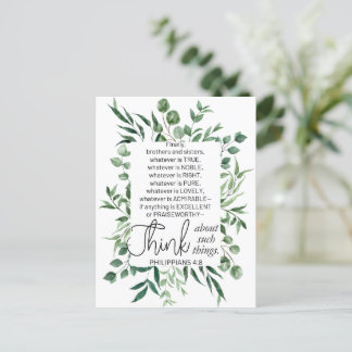 Cartão Postal Philippians 4:8 O que quer que seja Nobre Eucalypt