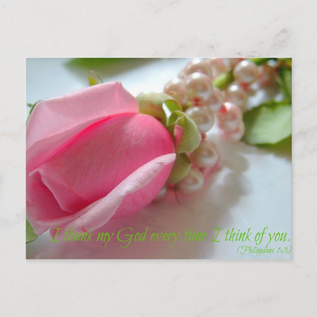 Cartão Postal Philippians Bíblia verso Eu obrigado meu Deus toda (Frente)