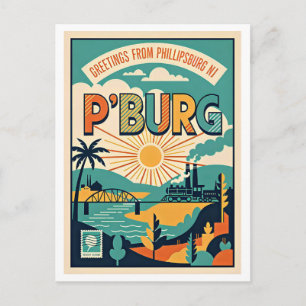 Cartão Postal Phillipsburg NJ Impressão de Arte Retro – P'Burg
