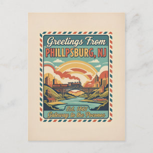 Cartão Postal Phillipsburg NJ Portal para os Poconos Retrô Anos 
