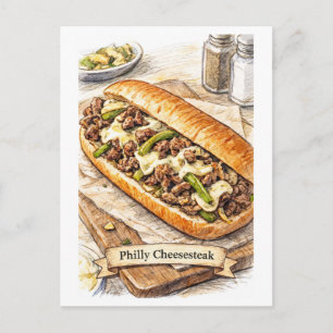 Cartão postal Philly Cheesesteak (Série de Comida