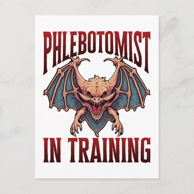 Cartão Postal Phlebotomist in Training Funny Student Bat (Frente)