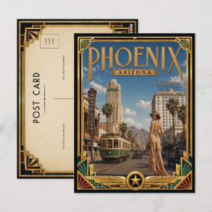 Cartão Postal Phoenix Arizona Arte Deco Vintage Idade Dourada