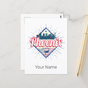 Cartão Postal Phoenix Arizona EUA Skyline Vintage EUA