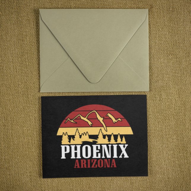Cartão Postal Phoenix Arizona Skyline Art Print Retro Sunset (Phoenix Arizona Skyline Art Print Retro Sunset Postcard)