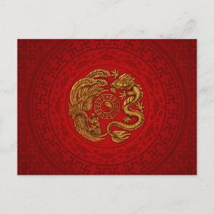 Cartão Postal Phoenix e Dragão com a bagua #4