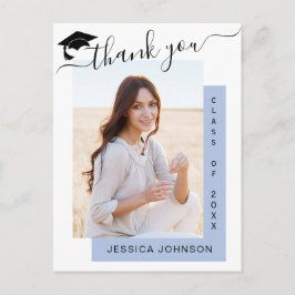 Cartão Postal PHOTO Modern Elegant Graduação Obrigado Postcar